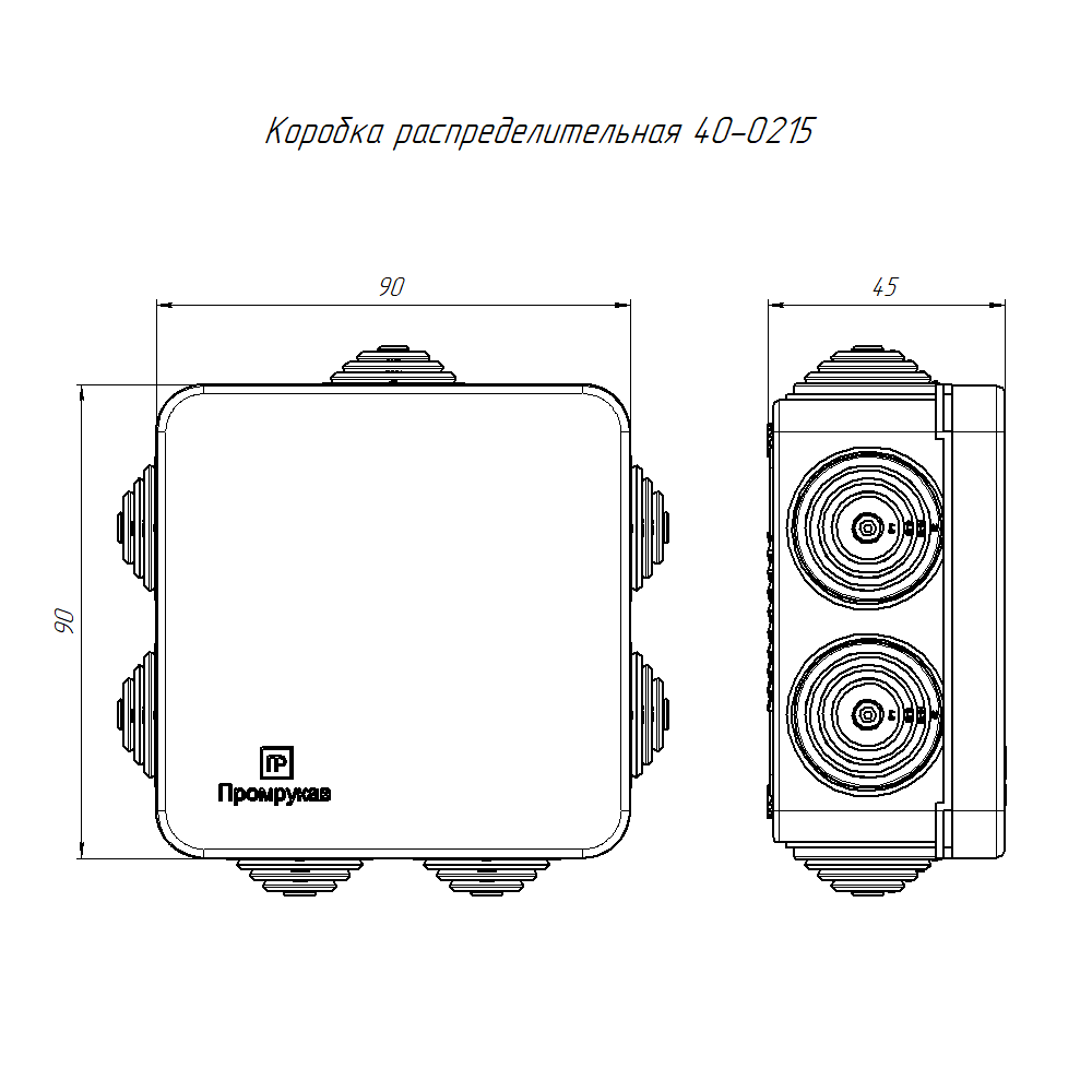 Коробка распределительная для откр. установки безгалоген. (HF) 80х80х40, сер., 40-0215, атм. стойкая