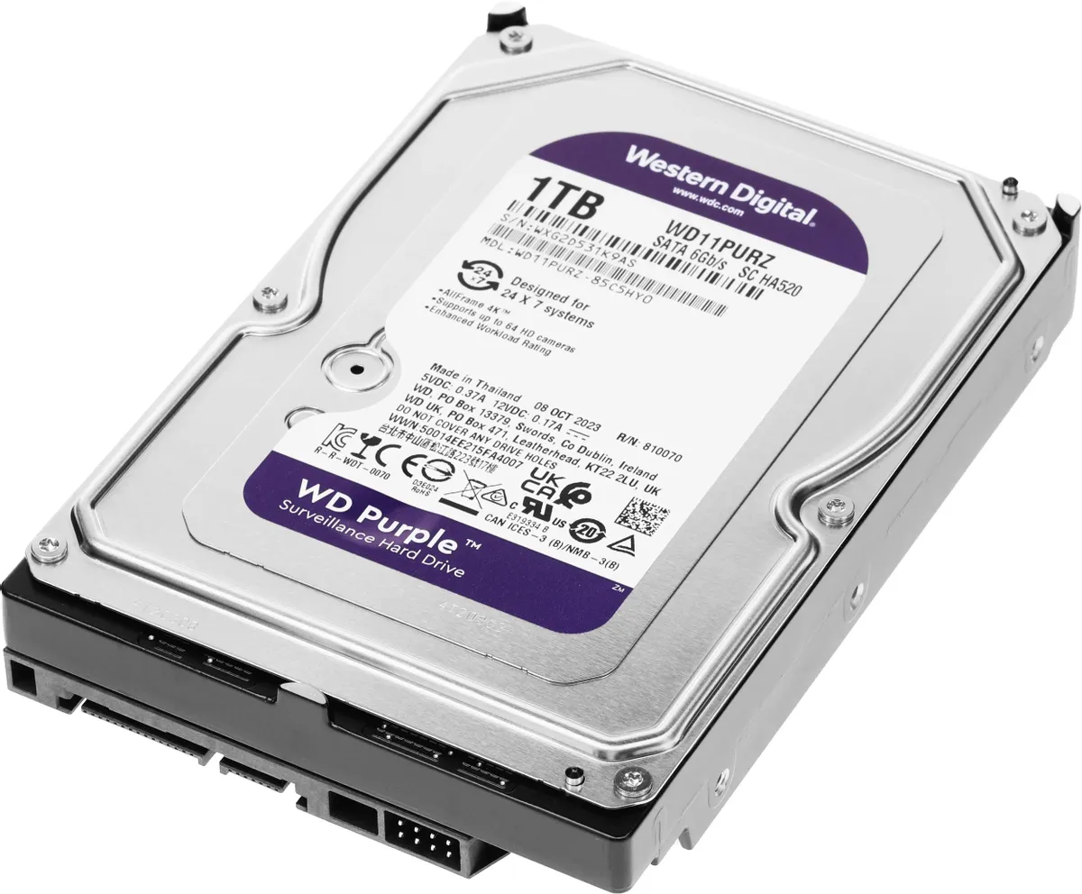 Жесткий диск WD Purple WD11PURZ, 1ТБ, HDD, SATA III, 3.5"
