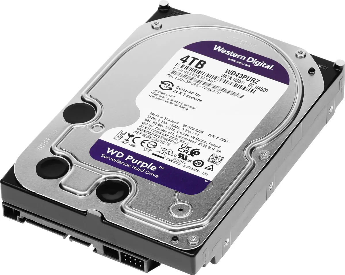 Жесткий диск WD Purple WD43PURZ, 4ТБ, HDD, SATA III, 3.5"