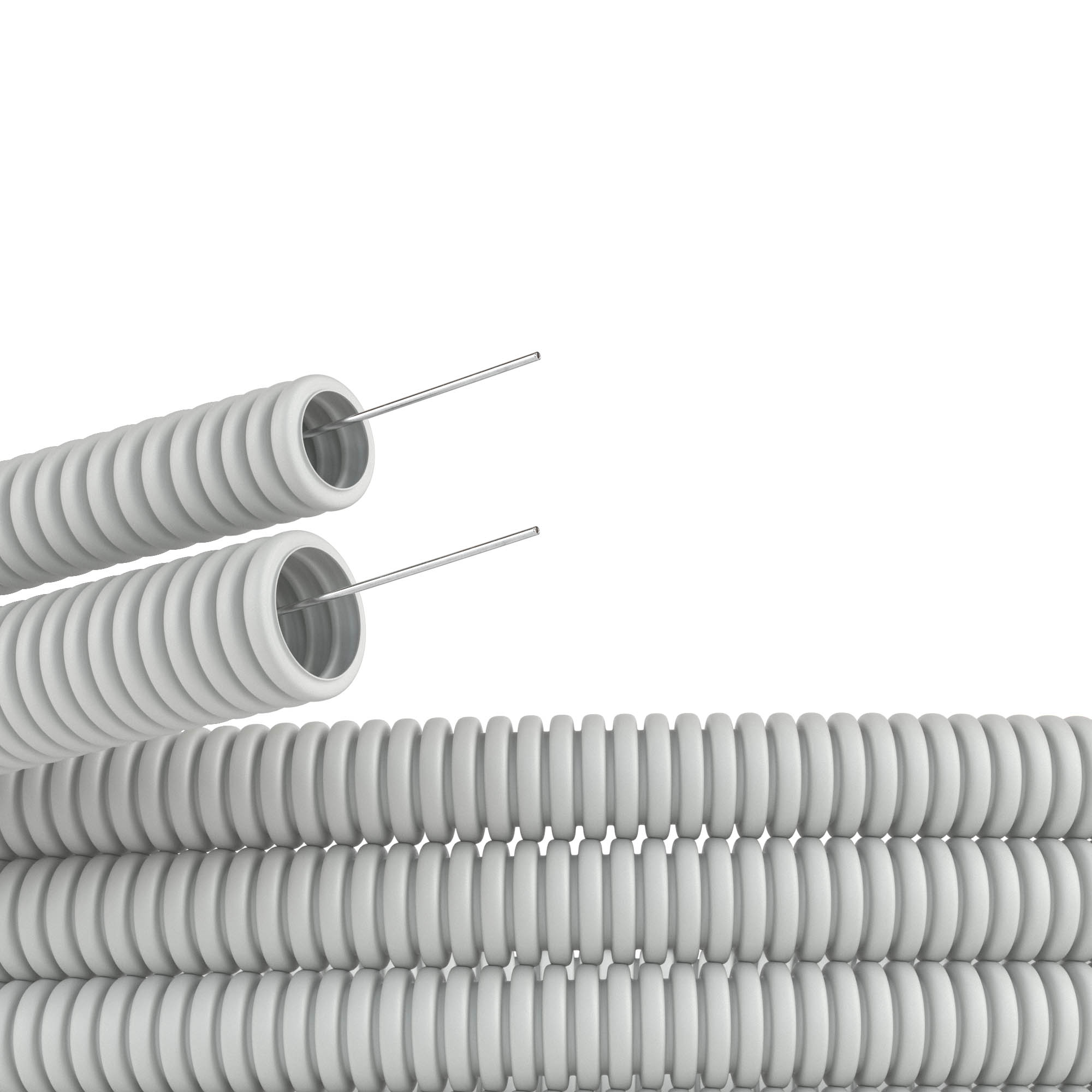 Труба гофрированная ПВХ, d20, лёгкая, с протяжкой, сер., 100м