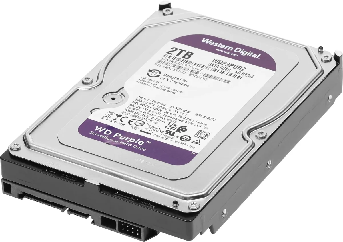 Жесткий диск WD Purple WD23PURZ, 2ТБ, HDD, SATA III, 3.5"