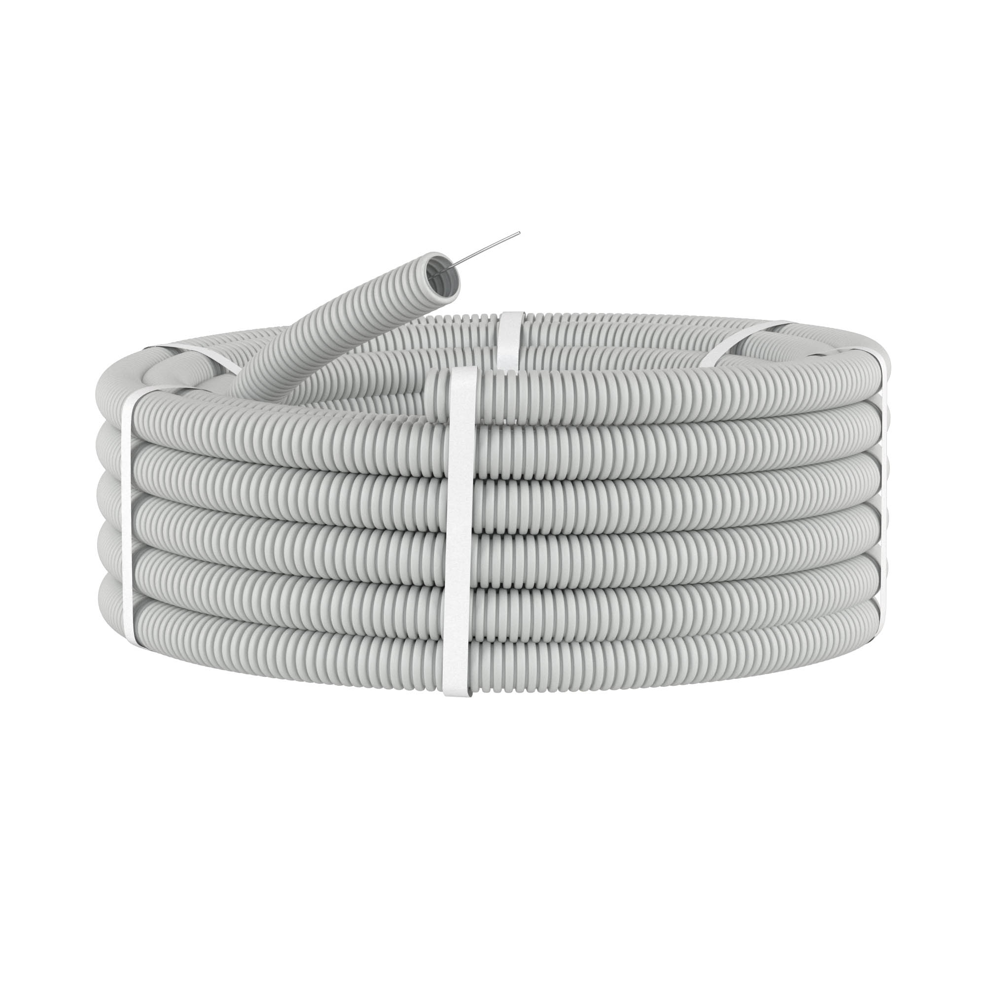 Труба гофрированная ПВХ, d20, лёгкая, с протяжкой, сер., 100м