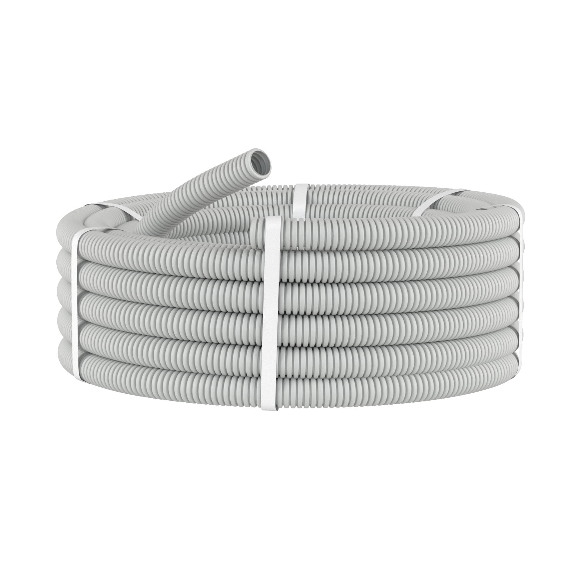 Труба гофрированная ПВХ, d20, тяжёлая, без протяжки, сер., 100м