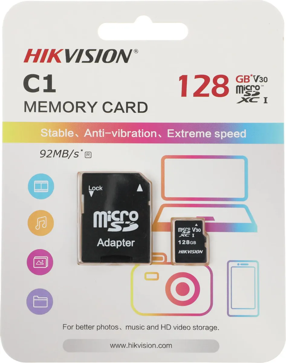 Карта памяти microSDXC, 128 ГБ, Class 10, HIKVISION